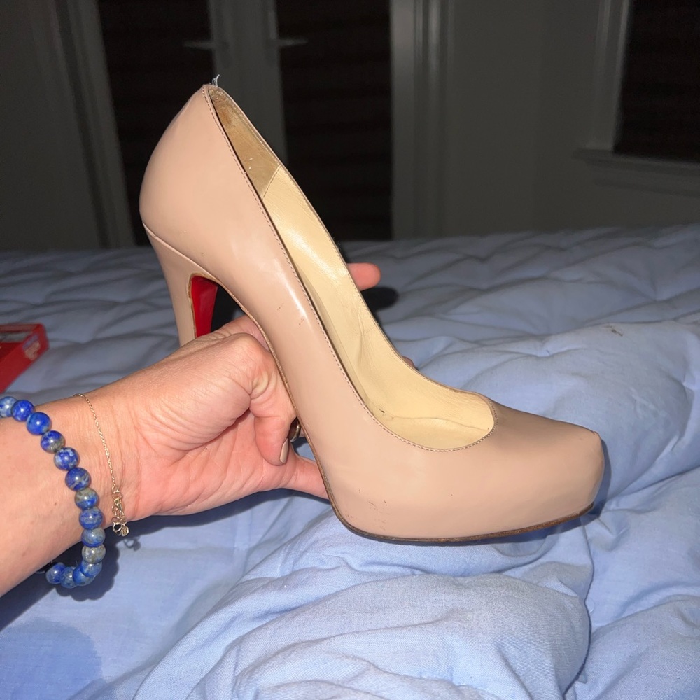 Christian Louboutin Closed Toe Platform Pump in Nude